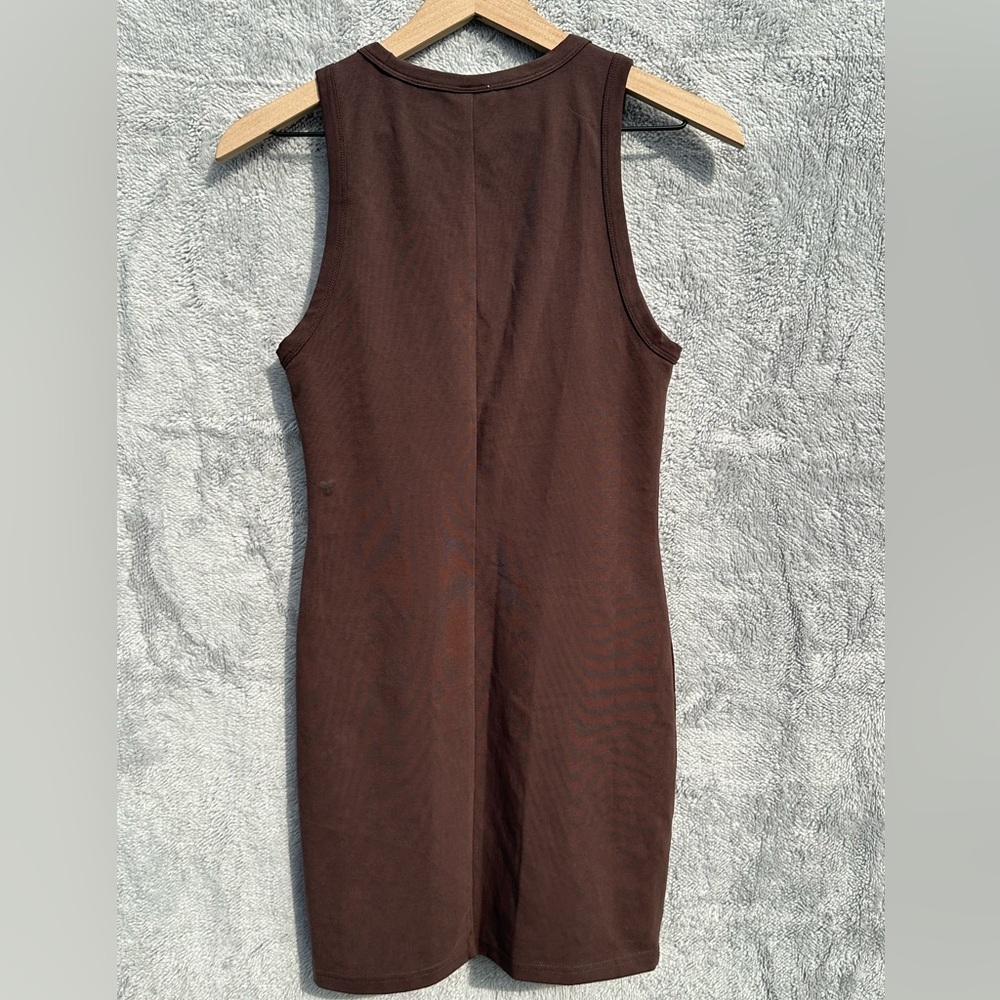 Aritzia TNA Organic Cotton Mini Tank Dress Brown Sleeveless Bodycon Size M - Picture 2 of 9